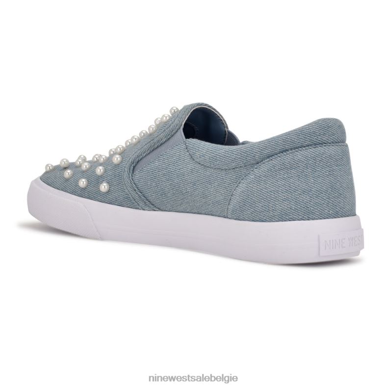 Nine West L48XT882 lichtblauw denim leuke slip-on sneakers