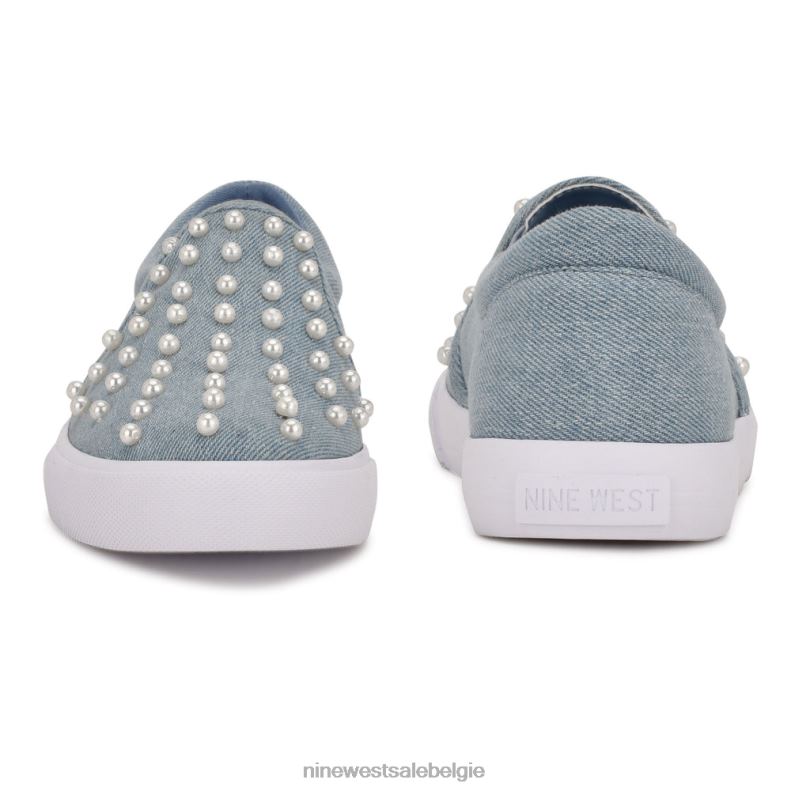 Nine West L48XT882 lichtblauw denim leuke slip-on sneakers