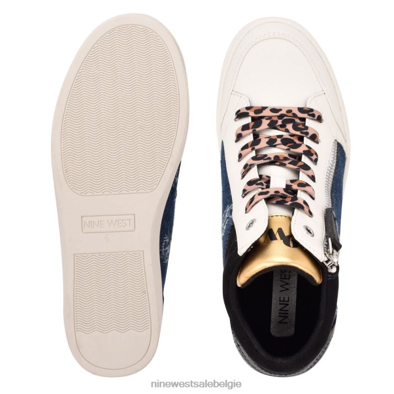 Nine West L48XT885 zwart/denim ton hoge sneakers met verborgen sleehak