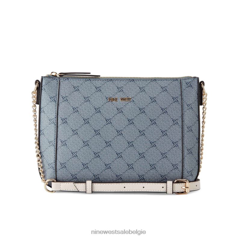 Nine West L48XT2430 chambray-logo/melk Crossbody met basilicum top en ritssluiting