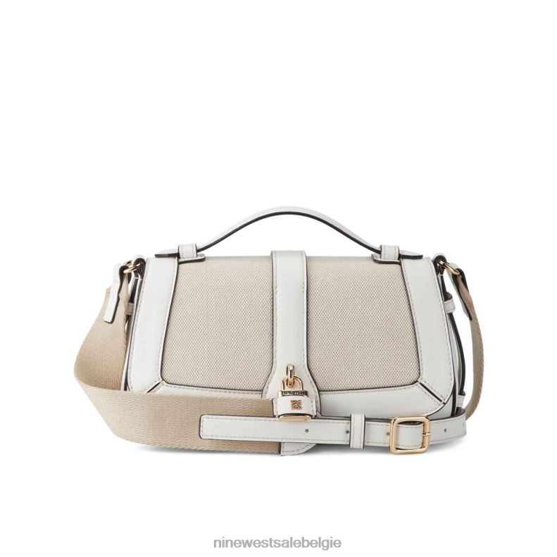 Nine West L48XT2540 optisch wit canvas Crossbody met shirinflap