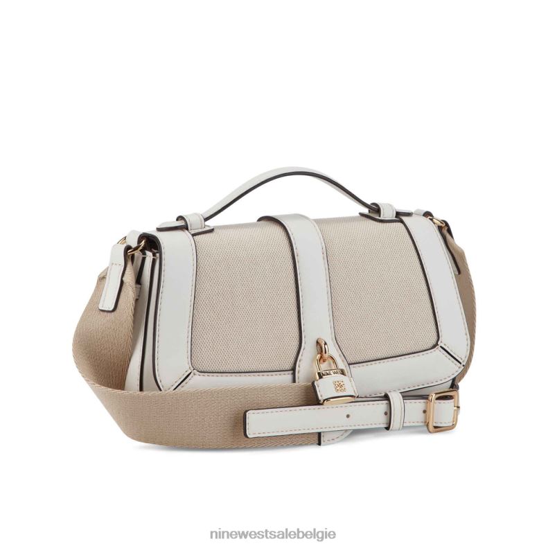 Nine West L48XT2540 optisch wit canvas Crossbody met shirinflap