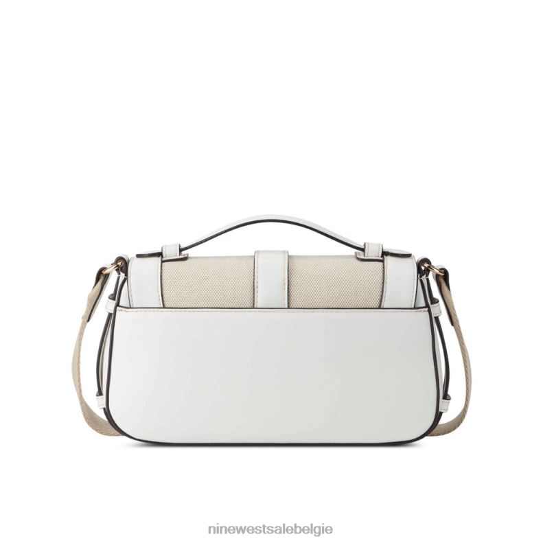 Nine West L48XT2540 optisch wit canvas Crossbody met shirinflap